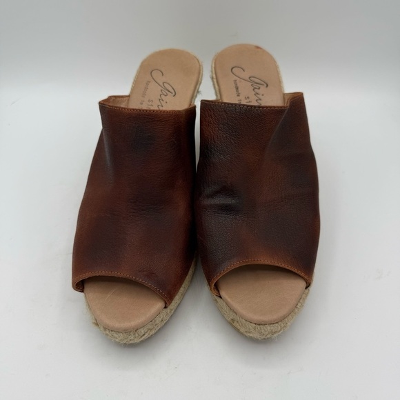 GAIMO Gossa Brown Leather Slide Wedge Espadrille Sandal Size 9.5 Slip-On Shoe - Picture 3 of 6